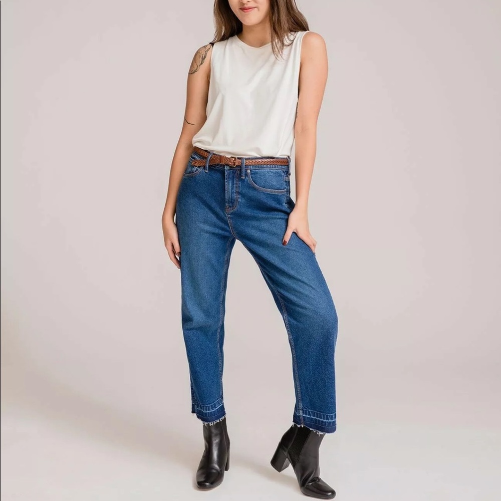 Grana Japanese Denim Cropped Fray Hem Jeans 29